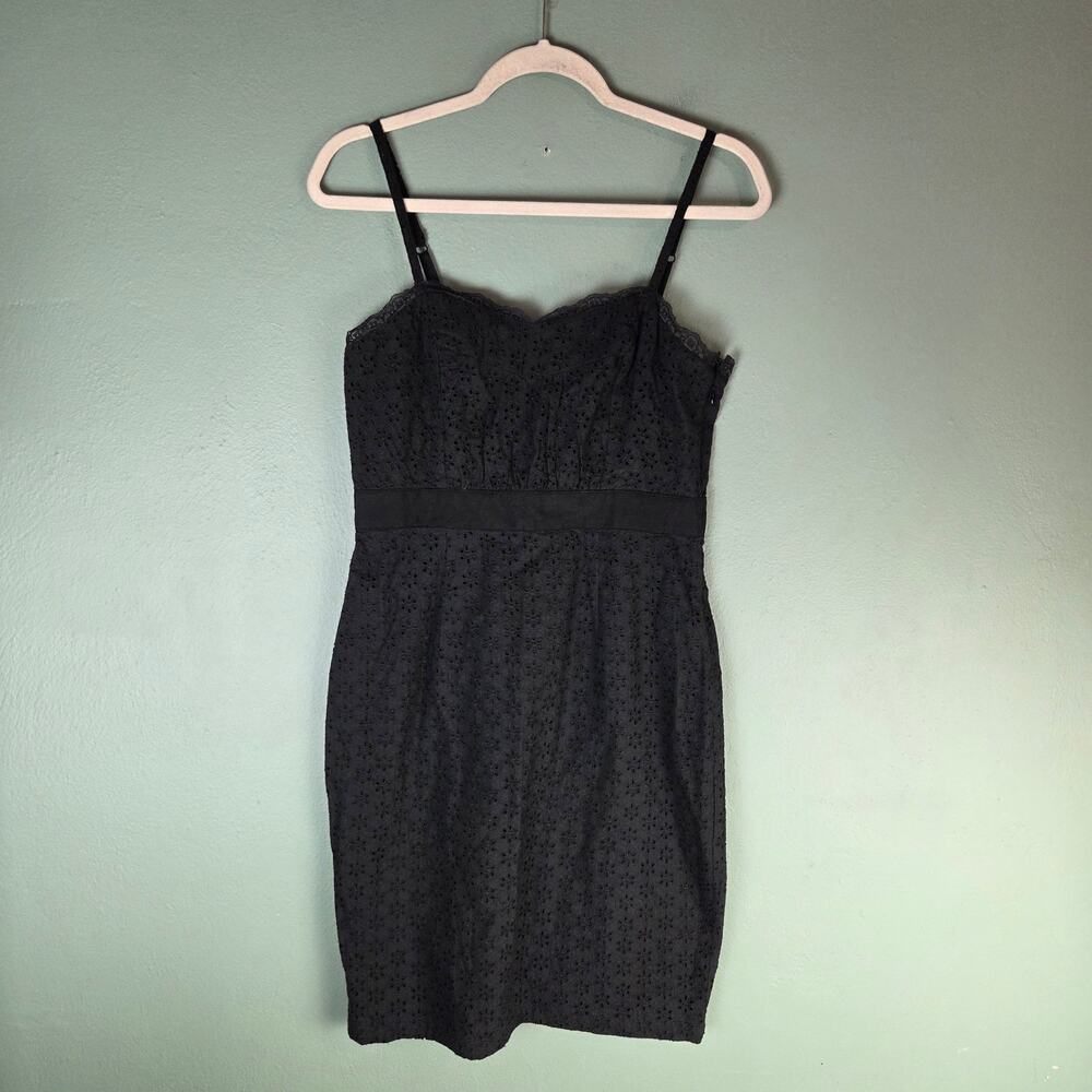 Victoria's Secret Womens 8 Black Eyelet Lace Trim Dress Summer LBD Event